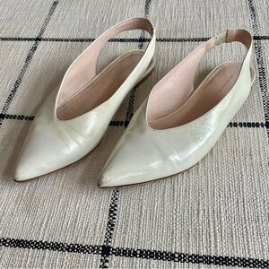 Loeffler Randall cream leather slingback flats, 8.5